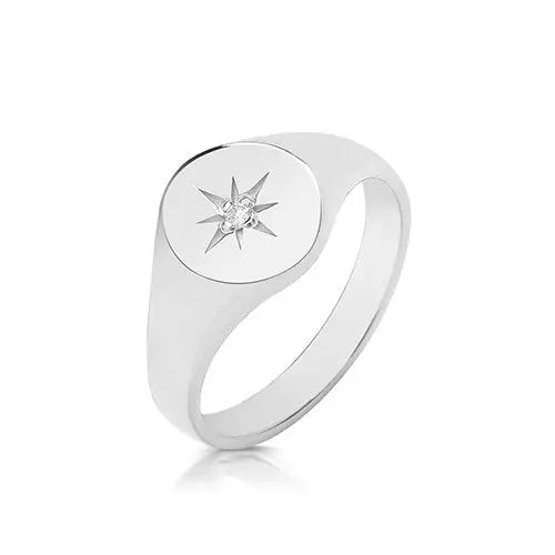 DIAMOND SET OVAL SIGNET RING