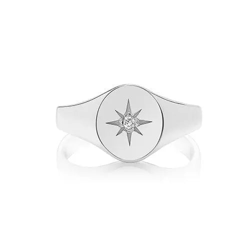 DIAMOND SET OVAL SIGNET RING