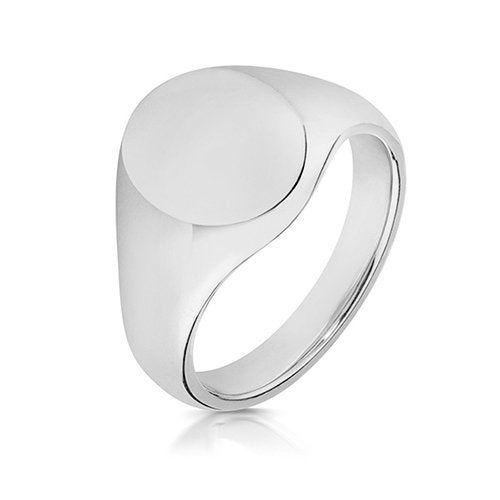 925 Sterling Silver 12x10mm Heavy Weight Oval Signet Ring