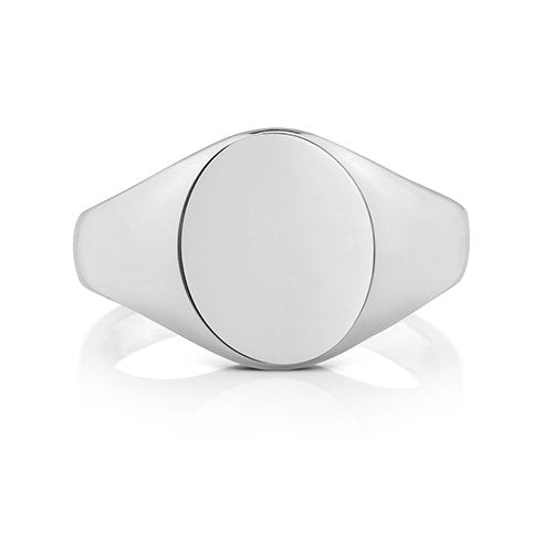 925 Sterling Silver 12x10mm Heavy Weight Oval Signet Ring