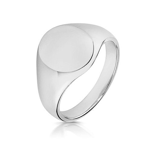 925 Sterling Silver 12x10mm Medium Weight Oval Signet Ring
