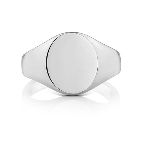 925 Sterling Silver 12x10mm Medium Weight Oval Signet Ring