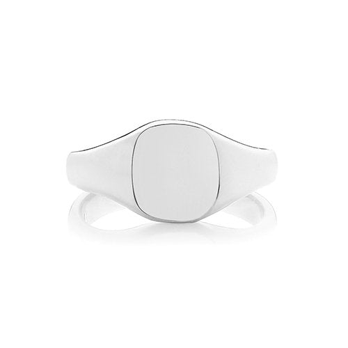 925 Sterling Silver 9x8mm Heavy Weight Cushion Signet Ring