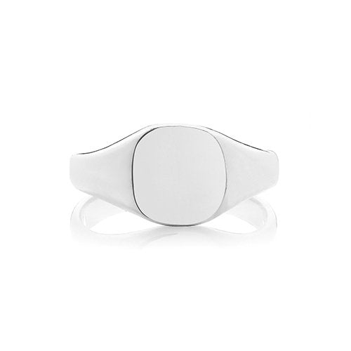 925 Sterling Silver 9x8mm Medium Weight Cushion Signet Ring