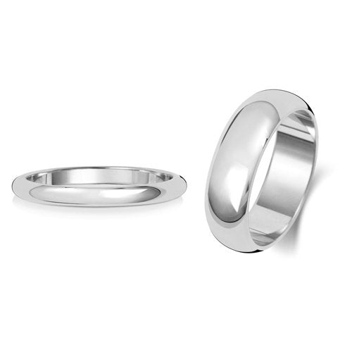 Platinum D Shape Wedding Ring Band 2mm-6mm Width Platinum Wedding Ring