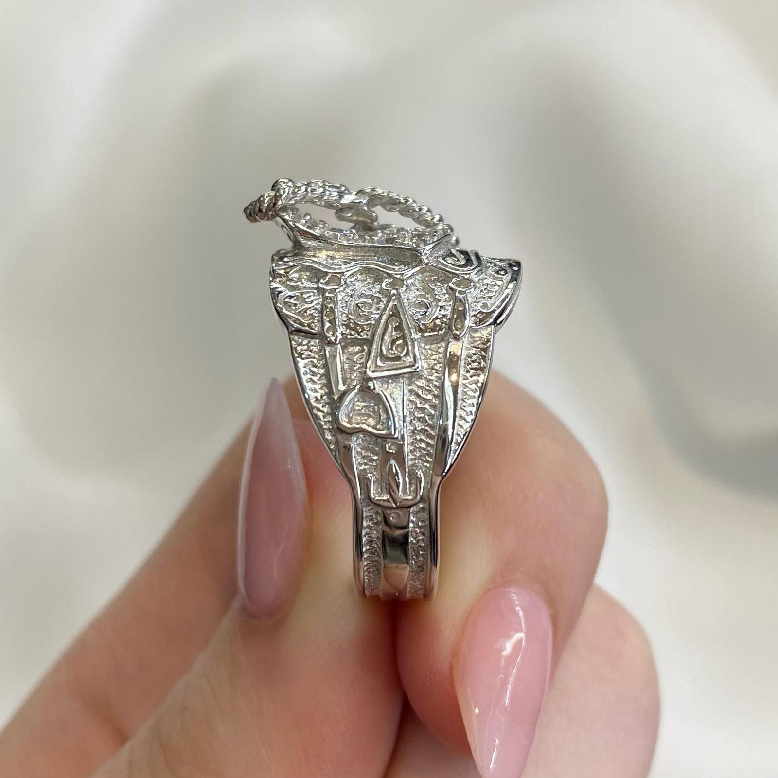 925 Sterling Silver Men's Saddle CZ Ring R-Z Sizes - Gift Boxed