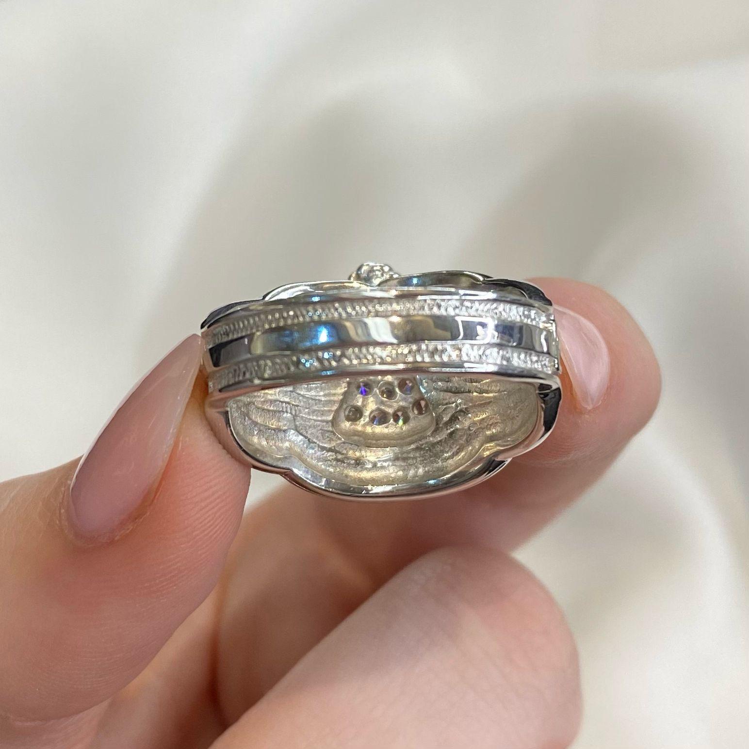 925 Sterling Silver Men's Saddle CZ Ring R-Z Sizes - Gift Boxed