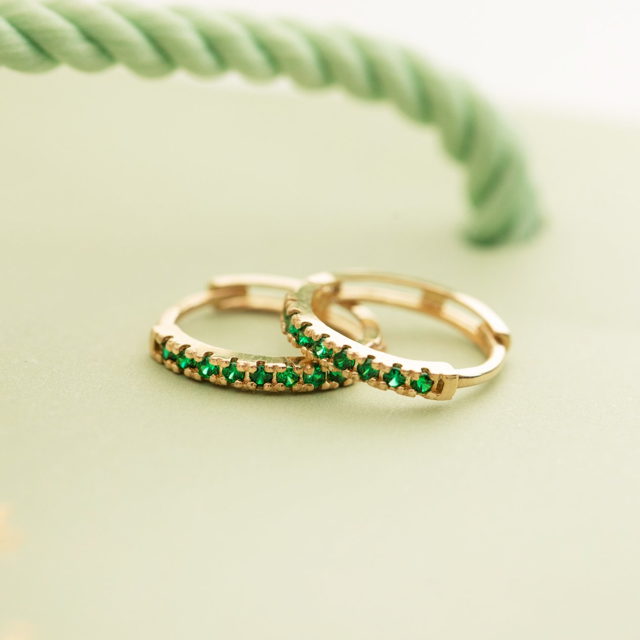 EMERALD GREEN CZ HUGGIES