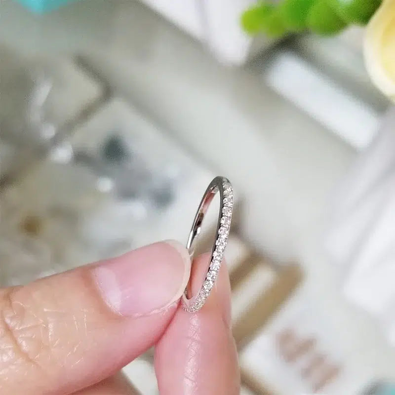 Half Eternity Wedding Band 925 Sterling Silver Moissanite Diamond Ring