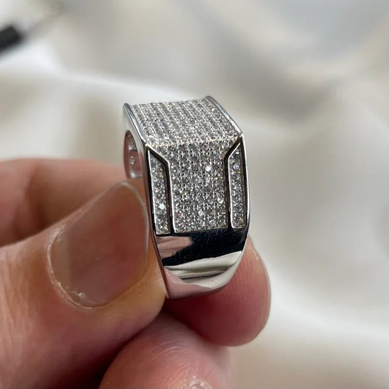 Men's pinky Rings 925 sterling silver rings Decorated with AAA CZ
