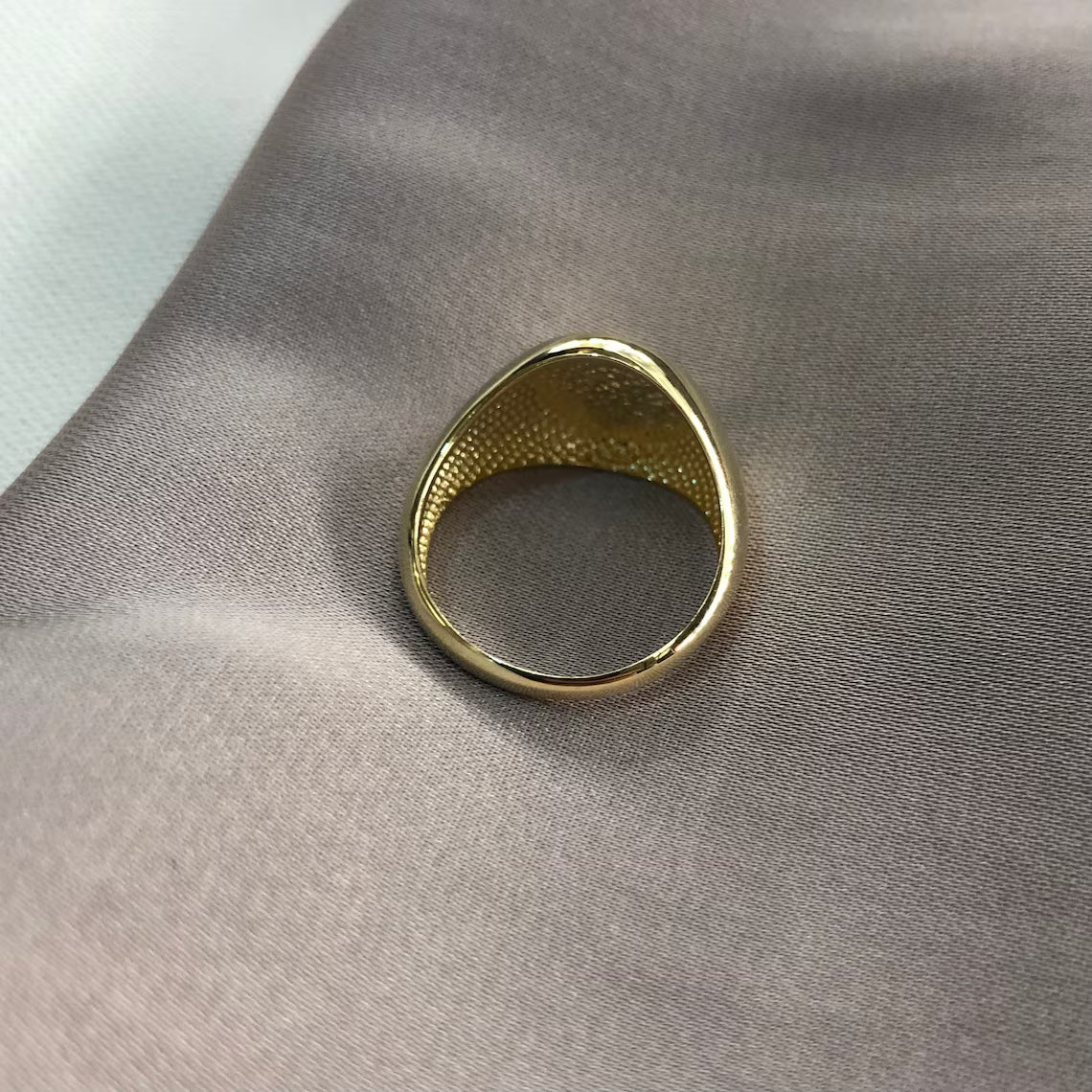 Genuine 9ct Yellow Gold Men's Round Plain Sides Signet Ring H-Q Sizes - Gift Boxed