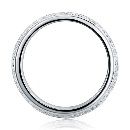 Created Diamond Solid Sterling 925 Silver Wedding Band Ring