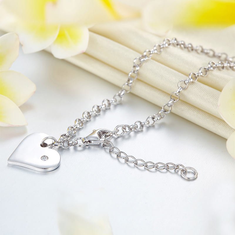 Solid Sterling Silver Bracelet Dangle Heart Bridesmaid Wedding Gift Classic