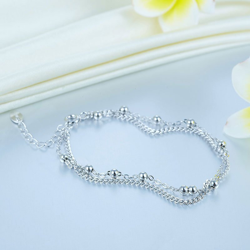 Solid Silver Bracelet Dangle Ball Bridesmaid Wedding Birthday Gift