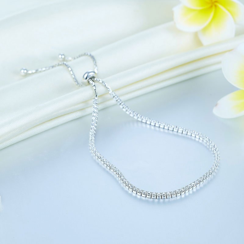 Solid Sterling Silver Bracelet Adjustable Fashion Birthday Bridesmaid Gift