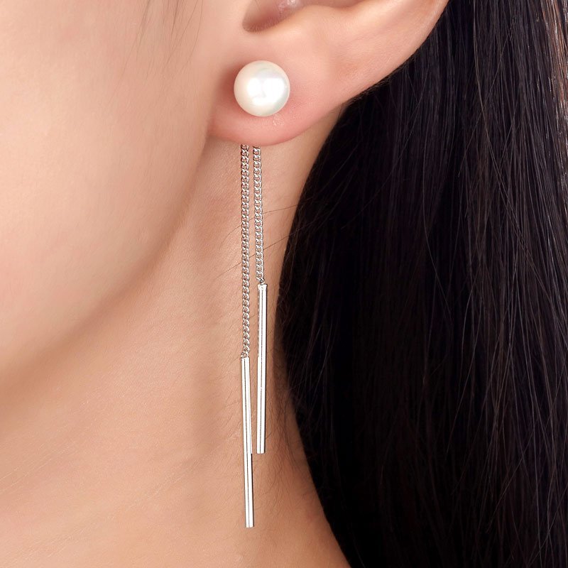 Bridal Wedding 925 Sterling Silver Simulated Pearl Earrings