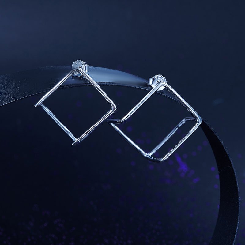Cube Stud 925 Sterling Silver Earrings Fashion Stylish Jewellery
