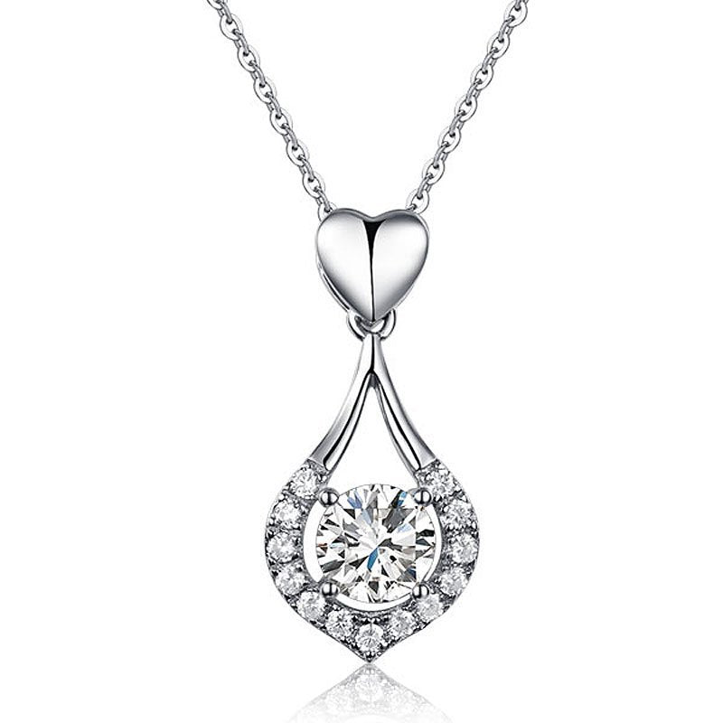 Heart Tear Drop Pendant Necklace Jewellery Created Diamond