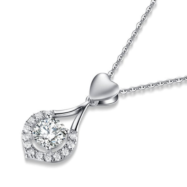 Heart Tear Drop Pendant Necklace Jewellery Created Diamond