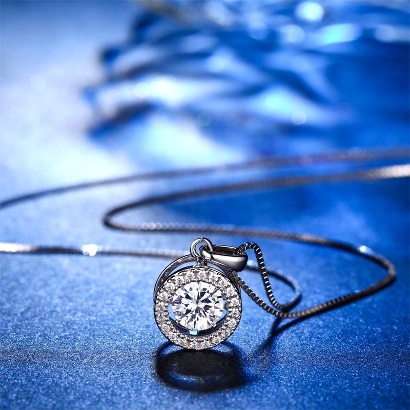 Dancing Stone 1 Carat Pendant Necklace 925 Sterling Silver