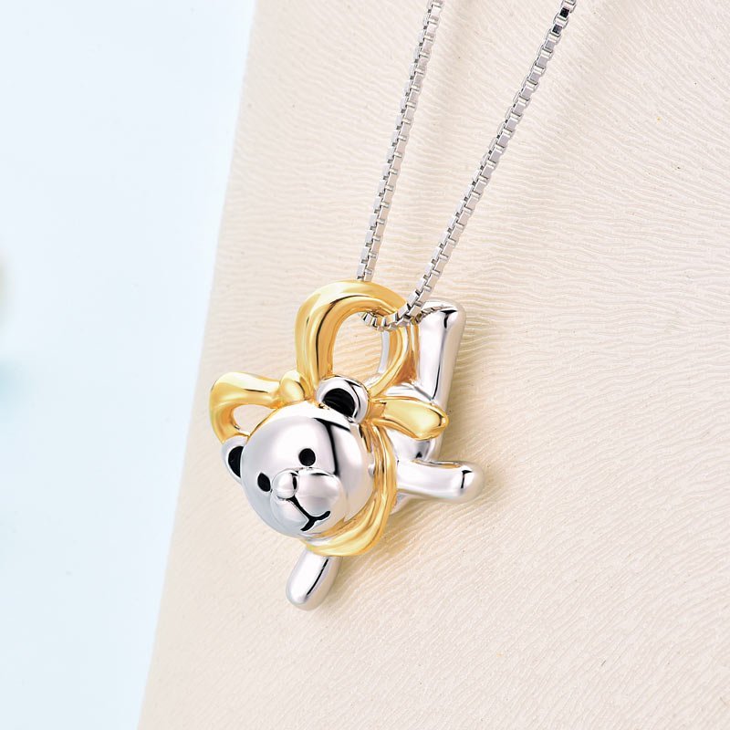 Lovely Bear Pendant Necklace 925 Sterling Silver Birthday Good Handcraft Gift