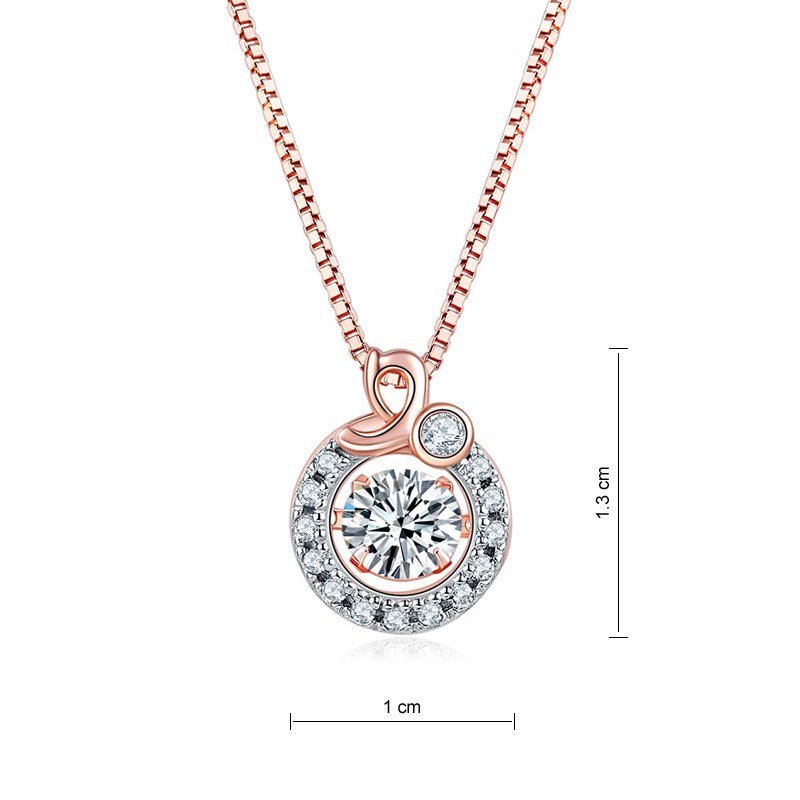 Dancing Stone Pendant Necklace Solid 925 Sterling Silver Rose Gold Plated