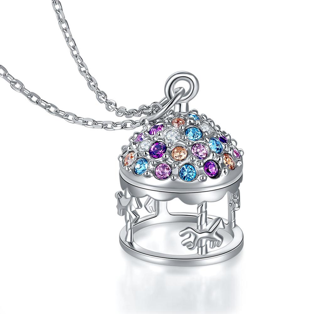 Multi-Color Merry-Go-Round Pendant Necklace Solid 925 Sterling Silver Jewellery
