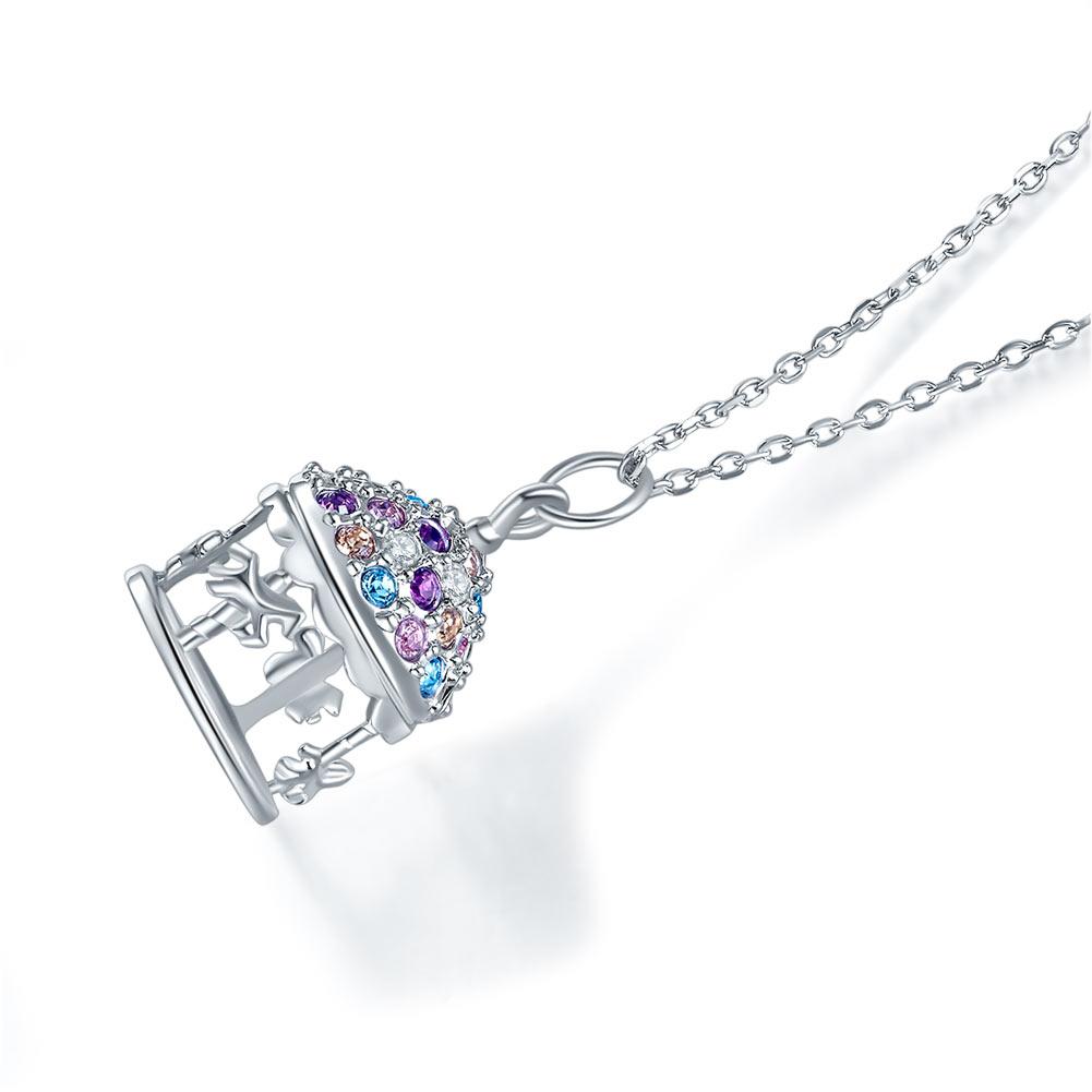 Multi-Color Merry-Go-Round Pendant Necklace Solid 925 Sterling Silver Jewellery