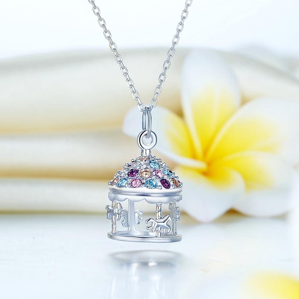 Multi-Color Merry-Go-Round Pendant Necklace Solid 925 Sterling Silver Jewellery