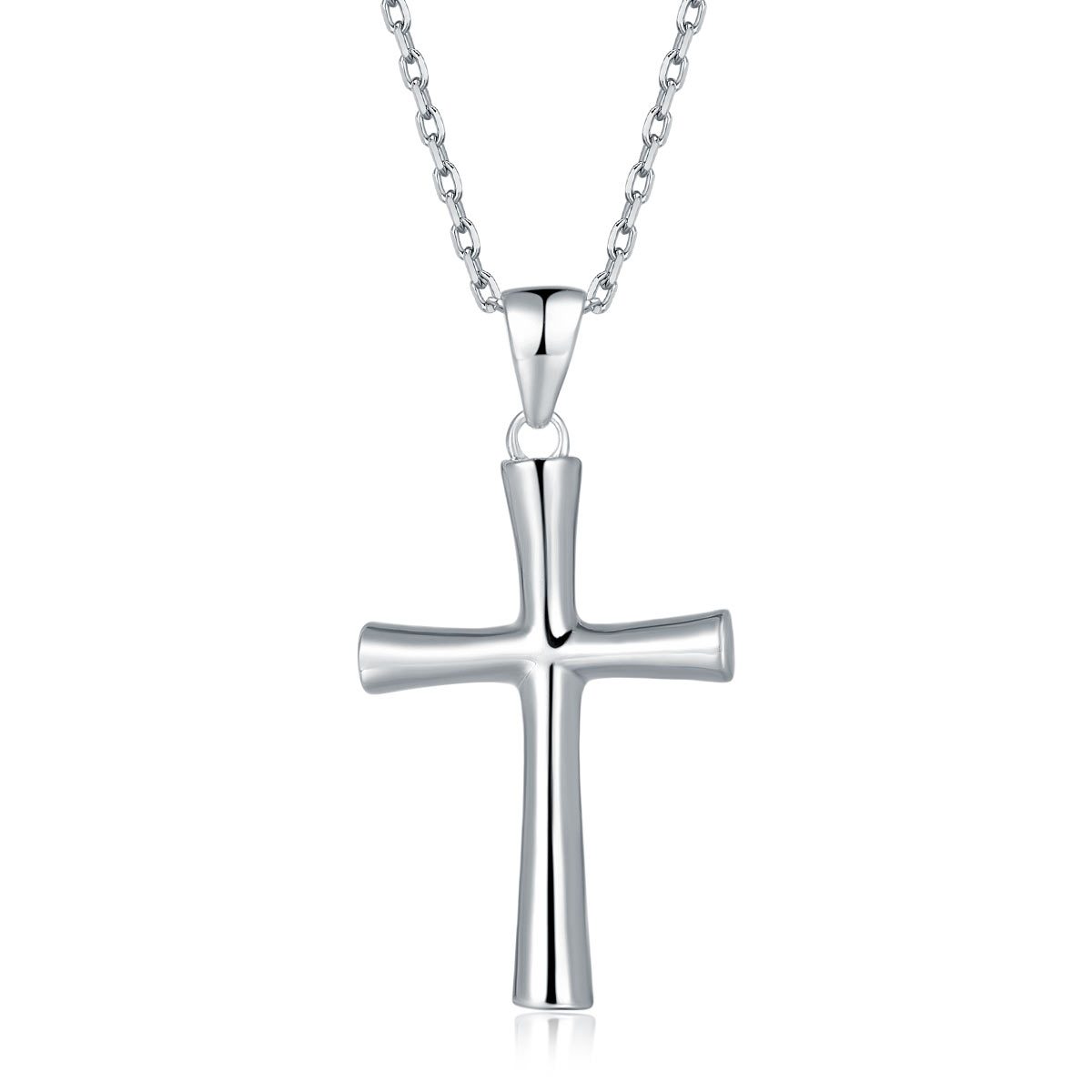 Solid 925 Sterling Silver Cross Pendant Necklace