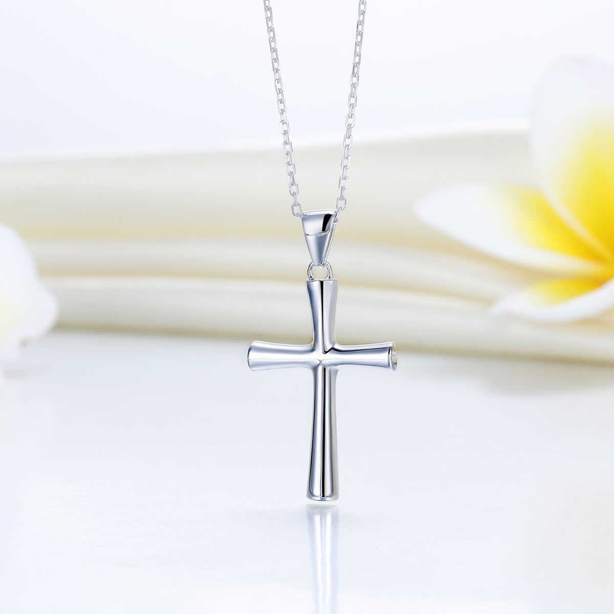 Solid 925 Sterling Silver Cross Pendant Necklace