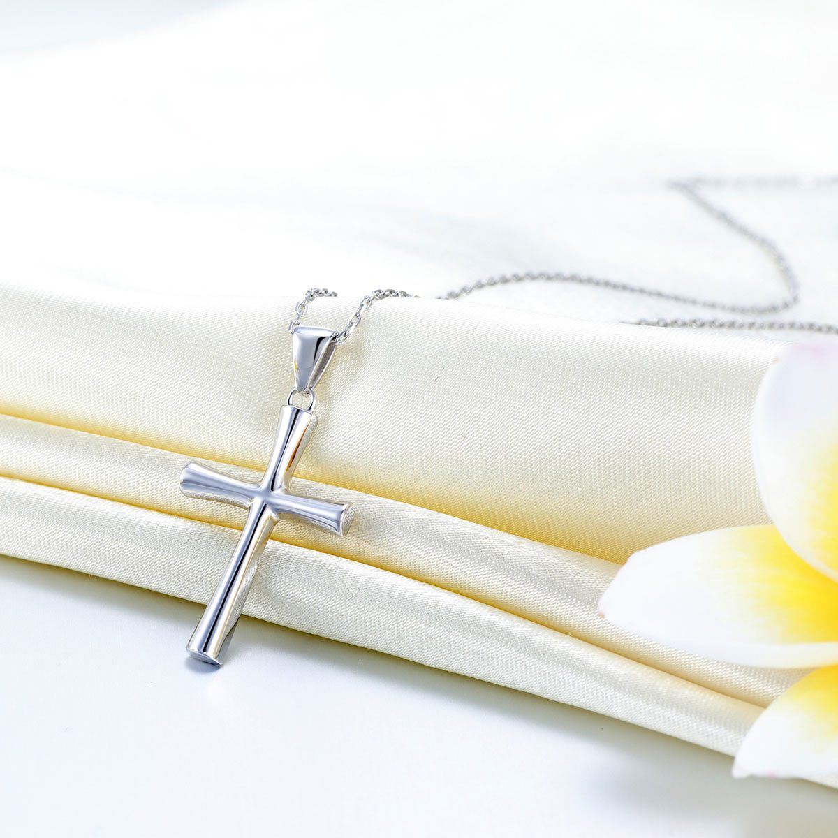 Solid 925 Sterling Silver Cross Pendant Necklace