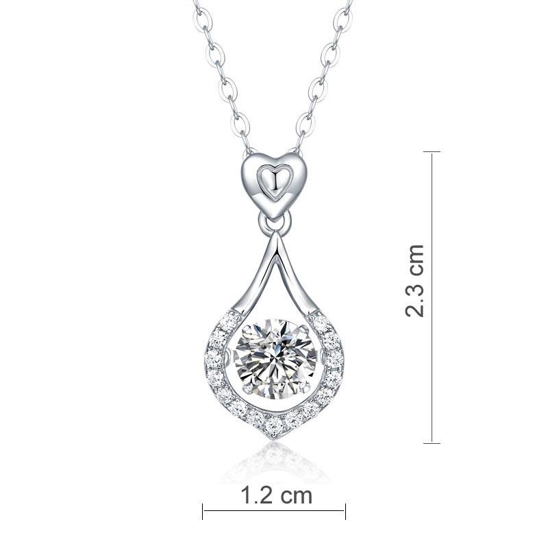 1 Carat Moissanite Diamond Dancing Stone Tear Drop Necklace 925 Sterling Silver