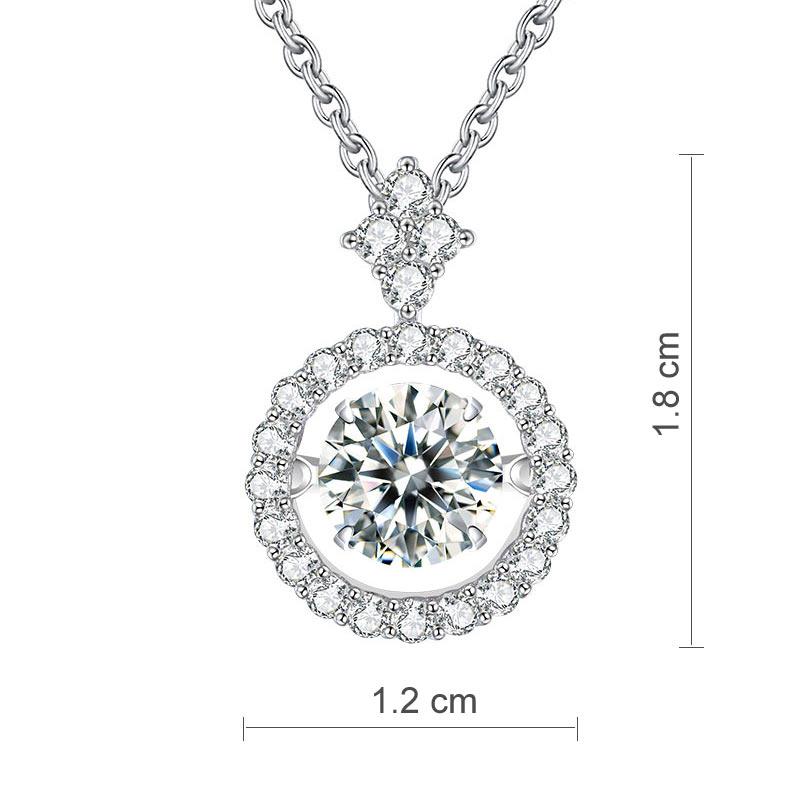 1 Carat Moissanite Diamond Dancing Stone Necklace 925 Sterling Silver