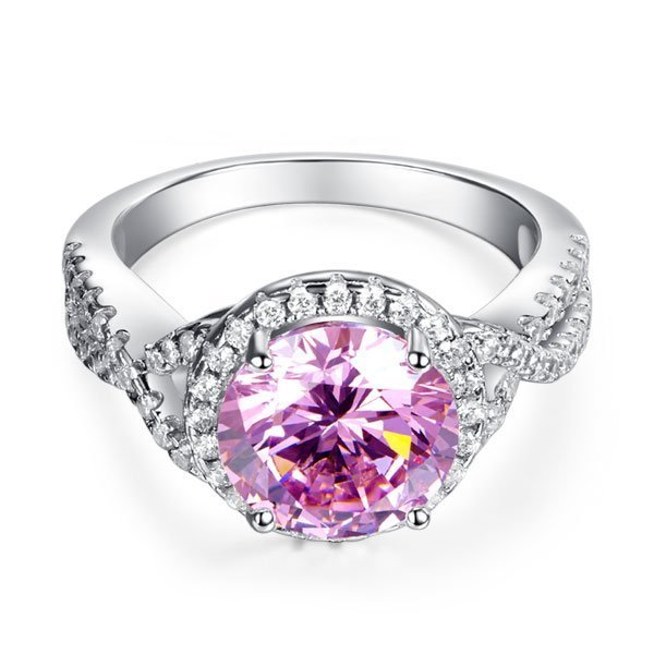 3 Carat Fancy Pink Created Diamond 925 Sterling Silver Wedding Engagement Luxury Ring Promise Anniversary