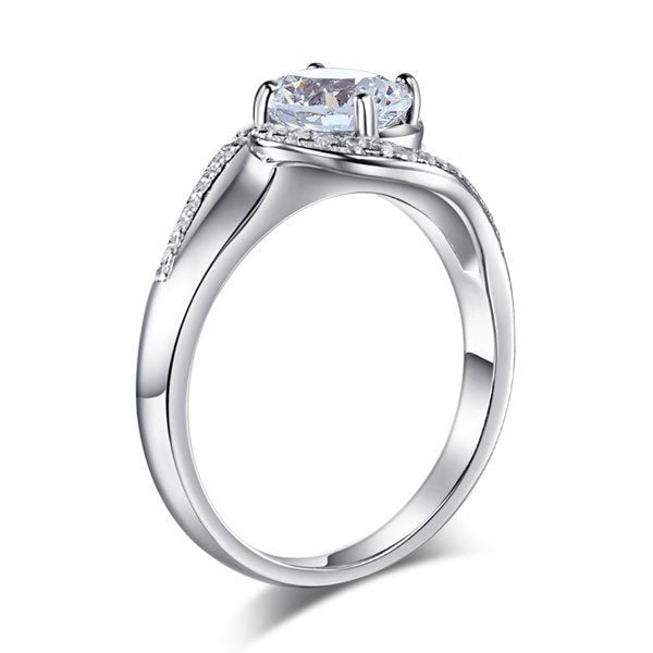 Twist Curl 925 Sterling Silver Wedding Engagement Ring 1.25 Ct Created Diamond