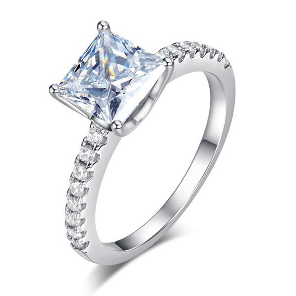 1.5 Ct Princess Cut Created Diamond 925 Sterling Silver Wedding Ring Engagement Promise Anniversary