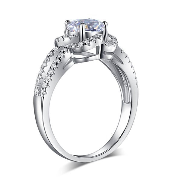 Floral 925 Sterling Silver Wedding Promise Engagement Ring 1 Ct Created Diamond Jewellery