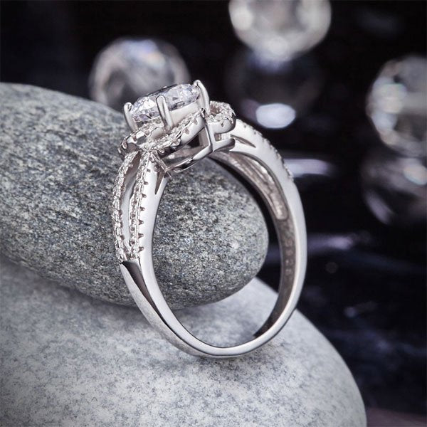 Floral 925 Sterling Silver Wedding Promise Engagement Ring 1 Ct Created Diamond Jewellery