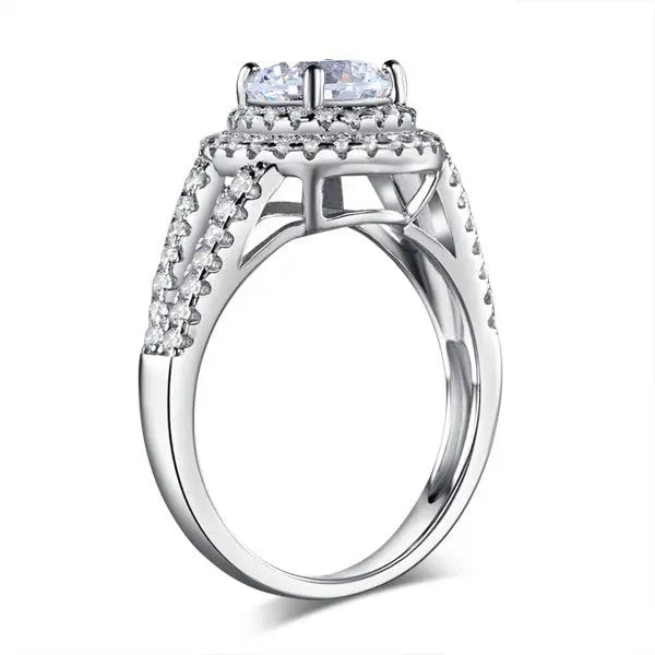 Double Halo 925 Sterling Silver Wedding Engagement Ring 1.25 Ct Created Diamond Promise Anniversary limanilondon