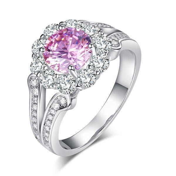 Art Deco Vintage Style Ring 925 Sterling Silver Wedding Ring 1.25 Ct Fancy Pink Created Diamond Promise Anniversary