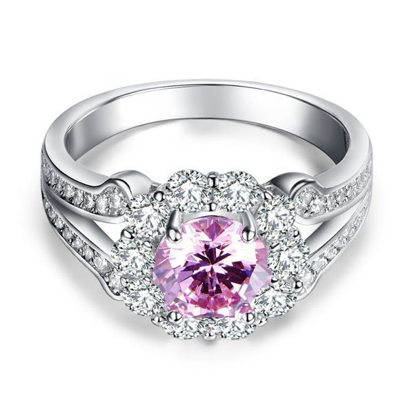 Art Deco Vintage Style Ring 925 Sterling Silver Wedding Ring 1.25 Ct Fancy Pink Created Diamond Promise Anniversary