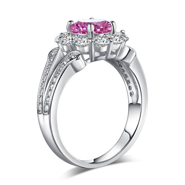 Art Deco Vintage Style Ring 925 Sterling Silver Wedding Ring 1.25 Ct Fancy Pink Created Diamond Promise Anniversary