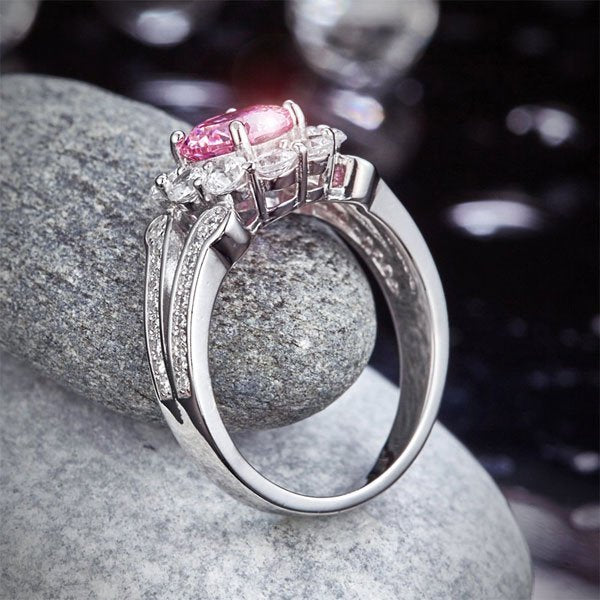 Art Deco Vintage Style Ring 925 Sterling Silver Wedding Ring 1.25 Ct Fancy Pink Created Diamond Promise Anniversary