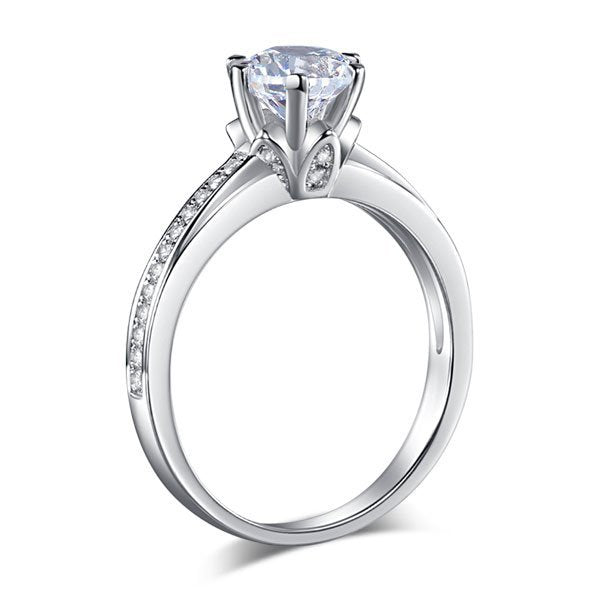 6 Claws 925 Sterling Silver Wedding Promise Engagement Ring 1.25 Ct Created Diamond Jewellery