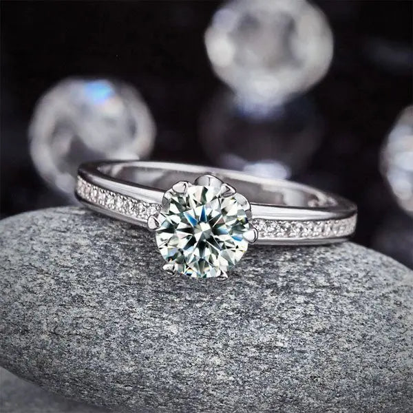 6 Claws 925 Sterling Silver Wedding Promise Engagement Ring 1.25 Ct Created Diamond Jewellery limanilondon