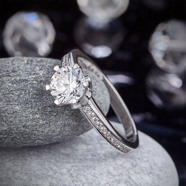 6 Claws 925 Sterling Silver Wedding Promise Engagement Ring 1.25 Ct Created Diamond Jewellery