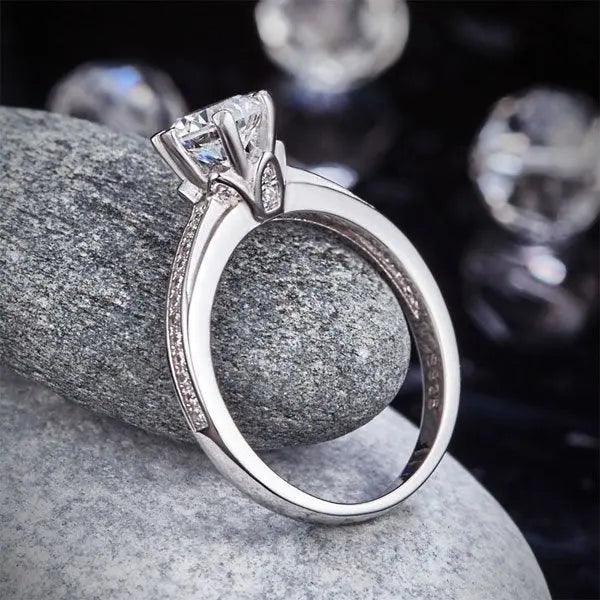 6 Claws 925 Sterling Silver Wedding Promise Engagement Ring 1.25 Ct Created Diamond Jewellery limanilondon