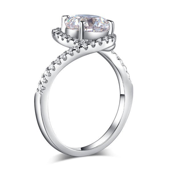 Twist Curl 925 Sterling Silver Wedding Engagement Ring 2 Ct Created Diamond