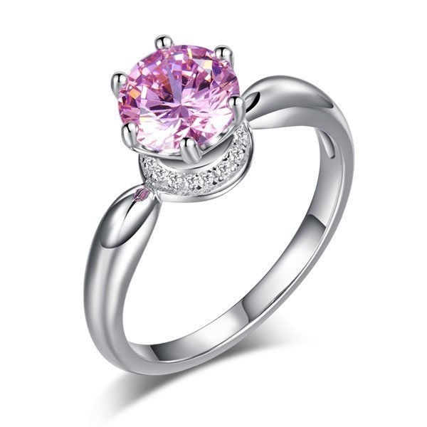 6 Claws Crown 925 Sterling Silver Wedding Promise Anniversary Ring 1.25 Ct Fancy Pink Created Diamond Jewellery
